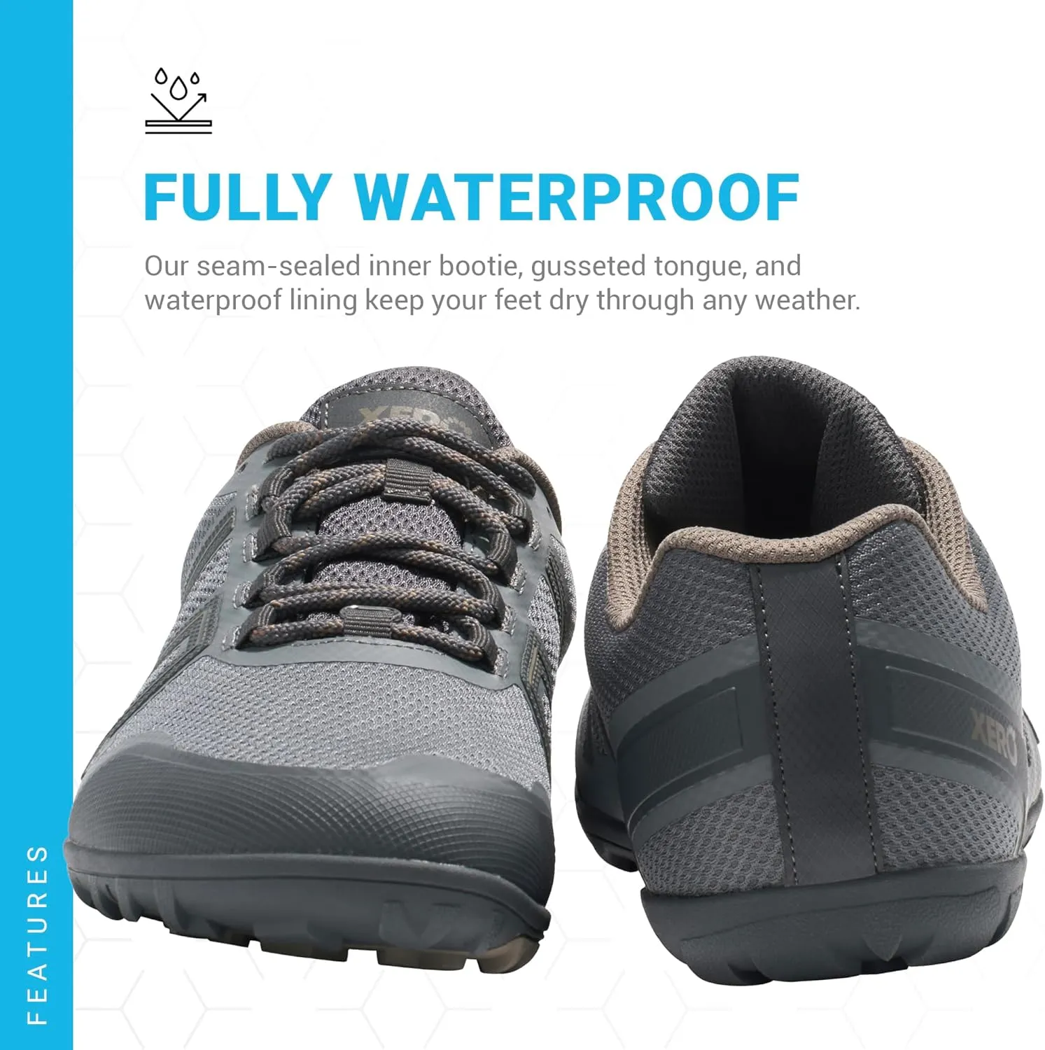 Xero Shoes Men's Mesa Trail Waterproof Barefoot Trail Run Shoe