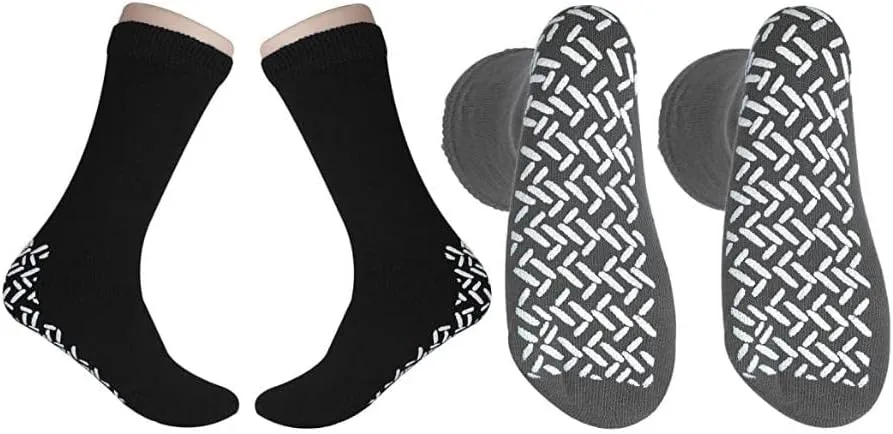 XXXL Extra Wide Bariatric Non Skid Slipper Socks (4 Pairs) - for Swollen Feet and Edema