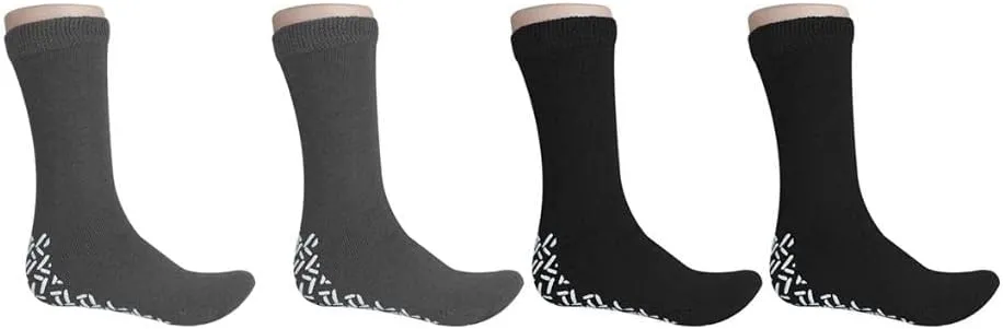 XXXL Extra Wide Bariatric Non Skid Slipper Socks (4 Pairs) - for Swollen Feet and Edema
