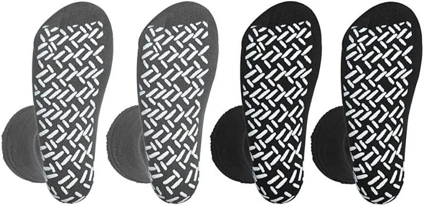 XXXL Extra Wide Bariatric Non Skid Slipper Socks (4 Pairs) - for Swollen Feet and Edema