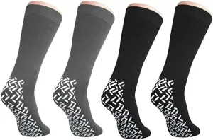 XXXL Extra Wide Bariatric Non Skid Slipper Socks (4 Pairs) - for Swollen Feet and Edema
