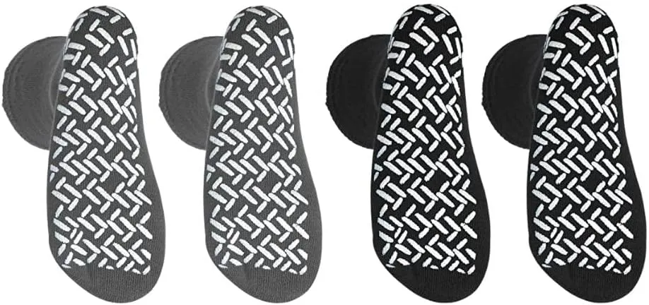 XXXL Extra Wide Bariatric Non Skid Slipper Socks (4 Pairs) - for Swollen Feet and Edema
