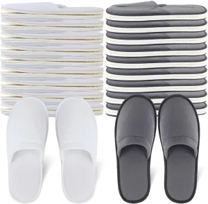 Yeios 20 Pairs Disposable Slippers for Guests Hotel Slippers Spa Slippers Non-slip Washable House Slipper Bulk for Adult for Men and Women White
