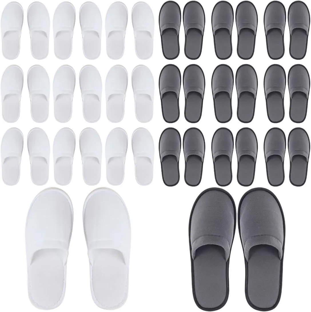 Yeios 20 Pairs Disposable Slippers for Guests Hotel Slippers Spa Slippers Non-slip Washable House Slipper Bulk for Adult for Men and Women White