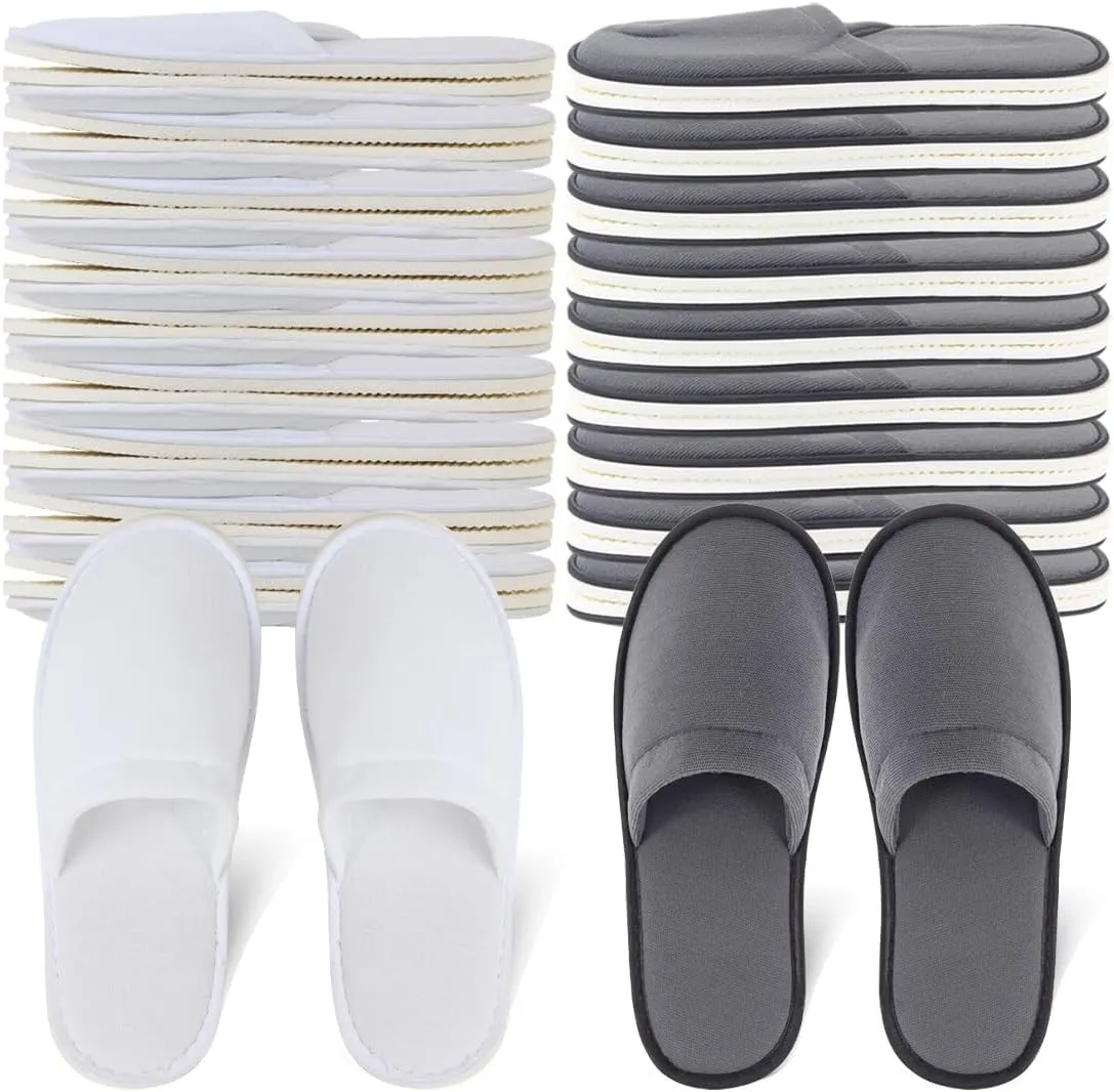 Yeios 20 Pairs Disposable Slippers for Guests Hotel Slippers Spa Slippers Non-slip Washable House Slipper Bulk for Adult for Men and Women White