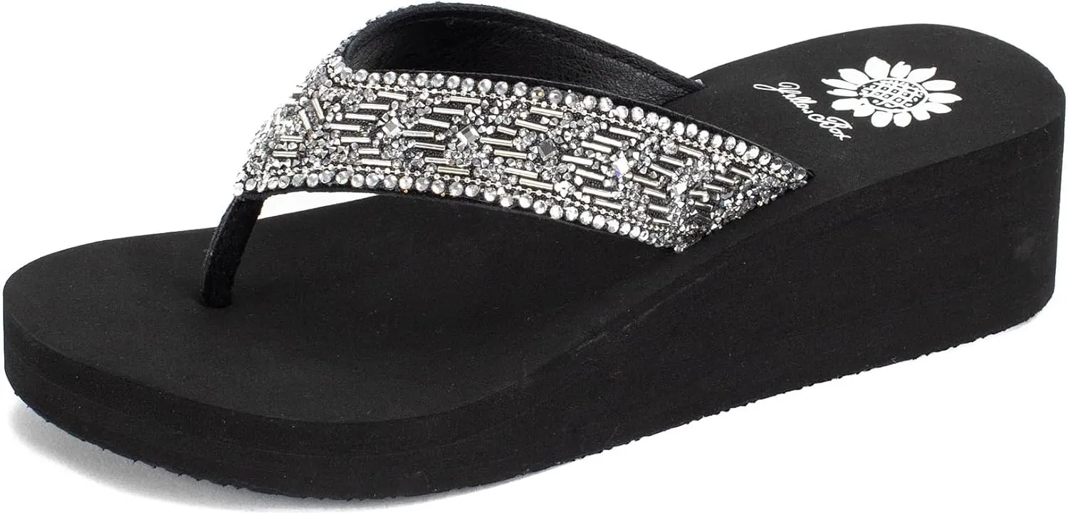 Yellow Box Women's Salima Wedge Sandal, Platform Flip-Flop, Round Toe, Medium-High Heel, Signature EVA