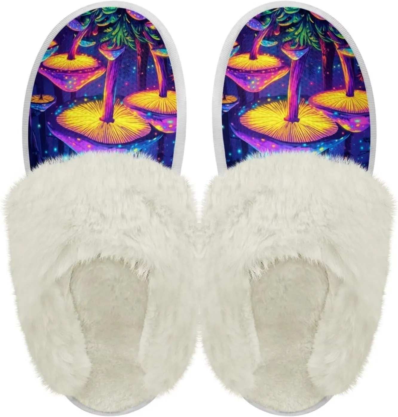 YEXIATODO Fuzzy Slippers Women Men Indoor and Outdoor House Shoes Memory Foam Slippers with Fur Edges
