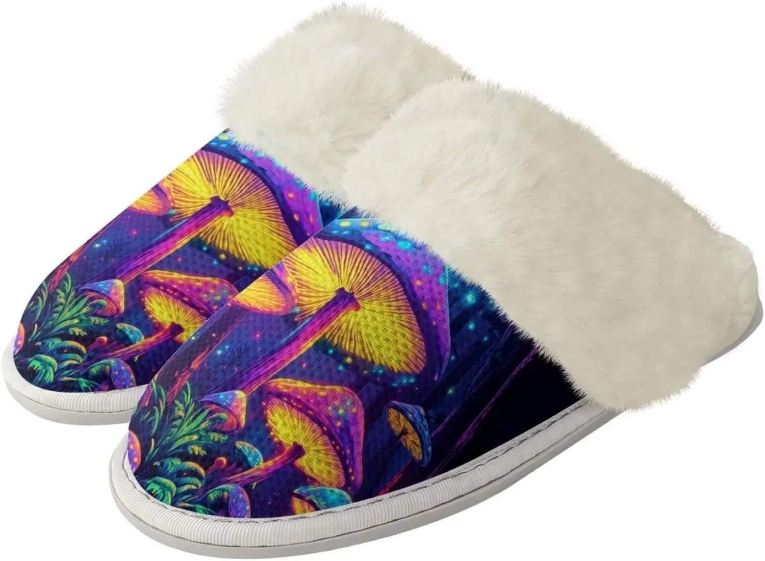 YEXIATODO Fuzzy Slippers Women Men Indoor and Outdoor House Shoes Memory Foam Slippers with Fur Edges