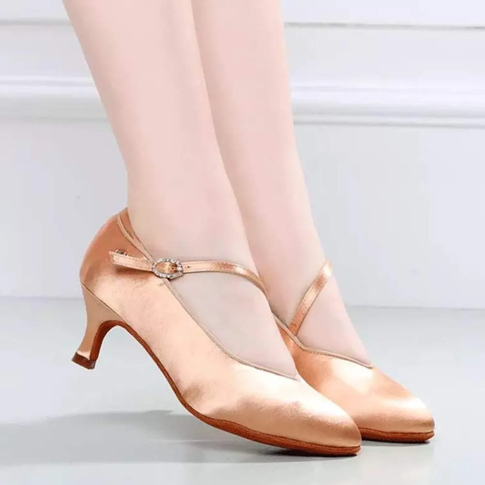 YKXLM Closed Toe Modern Character Shoes for Women Latin Ballroom Dance Shoes Women Party Wedding Pump Shoes,Model KCMD