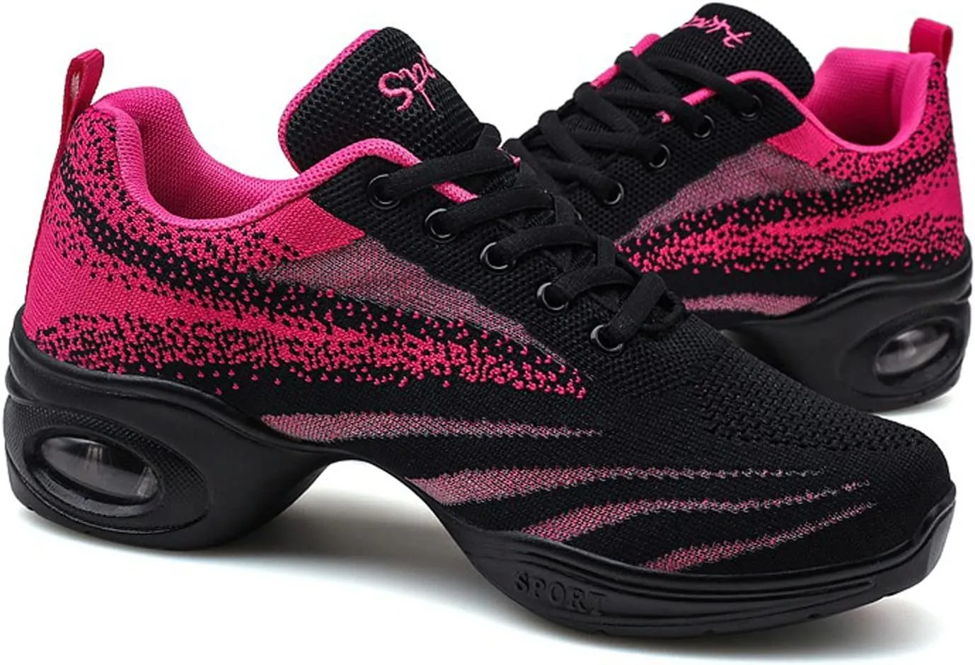 YUKTOPA Womens Dance Sneakers Jazz Shoes Lace-up Walking Shoes Lightweight Breathable Lady Platform Shoes
