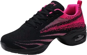 YUKTOPA Womens Dance Sneakers Jazz Shoes Lace-up Walking Shoes Lightweight Breathable Lady Platform Shoes