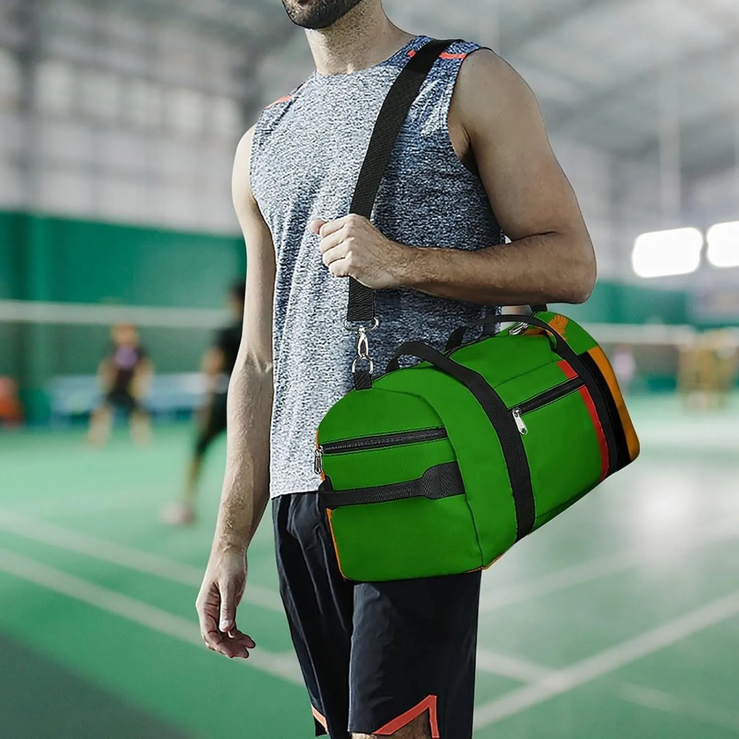 Zambia Flag Duffle Bag for Sports Lightweight Waterproof Gym Bag with Shoe Compartment