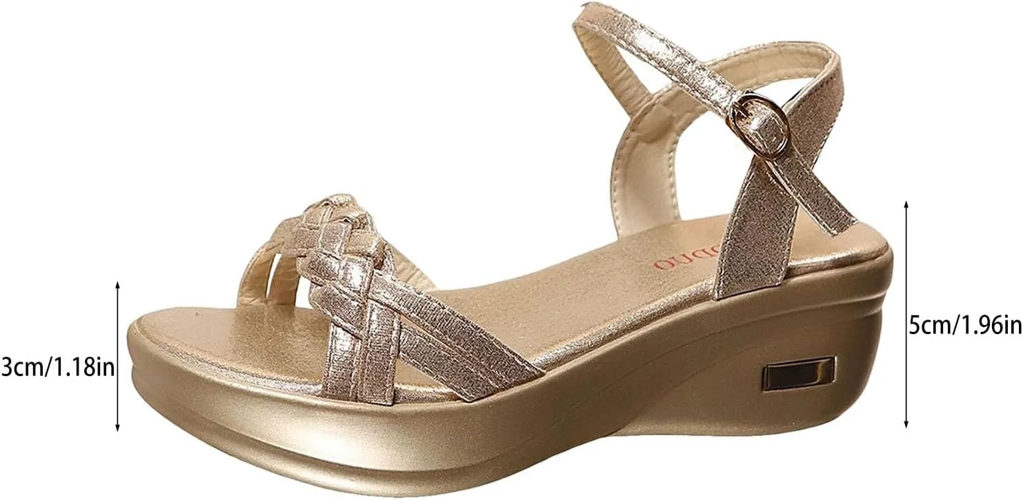 ZSpzx Wedge Sandals For Women 2025,Comfortable Wedge Sandals Dressy Summer Platform Low Wedges Womens Sandal Heels Dress Open Toe Ankle Strap Shoes for Wedding Bridal Evening Cocktail
